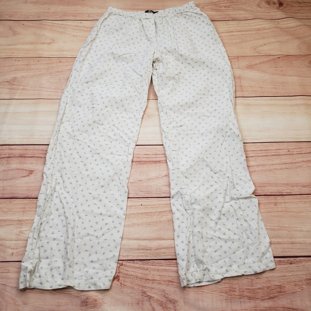 Brandy Melville‎ Pajama Pants Womens OS White Floral Cotton Micromodal Relaxed